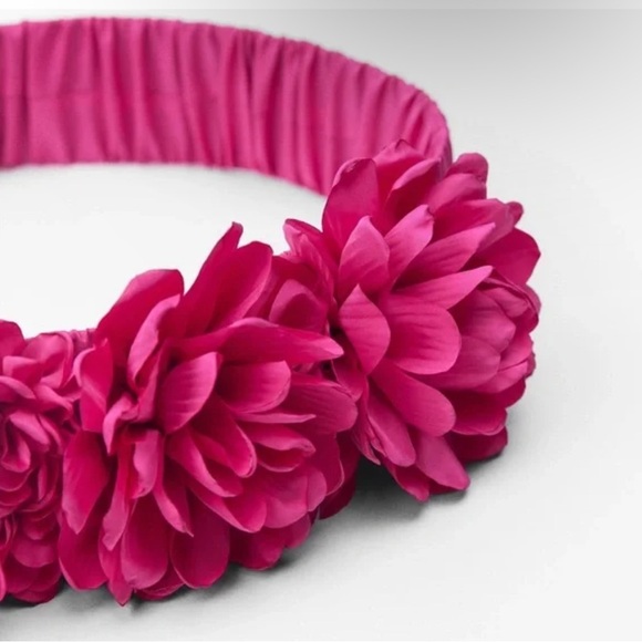 ZARA Fabric Flower Belt in Fuchsia Size US 30 - Picture 3 of 6